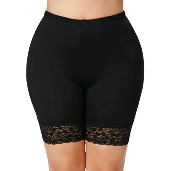 

Wipalo Sexy Lace Women Soft Cotton Seamless Safety Pants Hot Summer Under Skirt Shorts Breathable Short Tights Light Gray XL