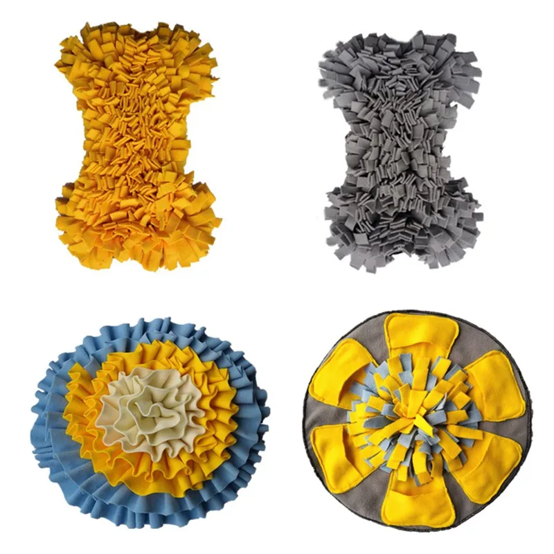 

Fleece Pet Sniffing Pad Bone Flowers Pockets Shape Snuffle Noseswork Mat Dogs Hiding Food Blanket Sniffing Training