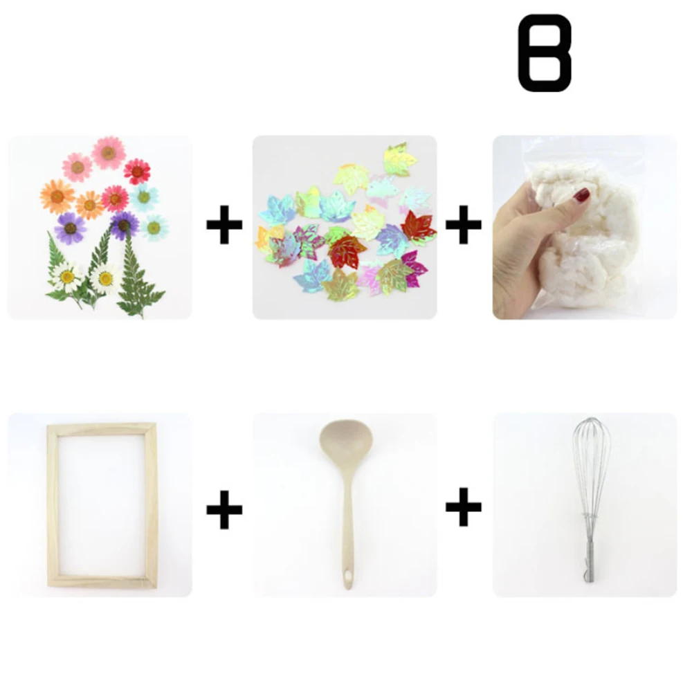 MrY DIY Dried Fiber Mulberry Paper Pressed Natural Leaves Flowers Handmade Kit Ancient Papermaking Method Tool Kits Gift - Цвет: A2