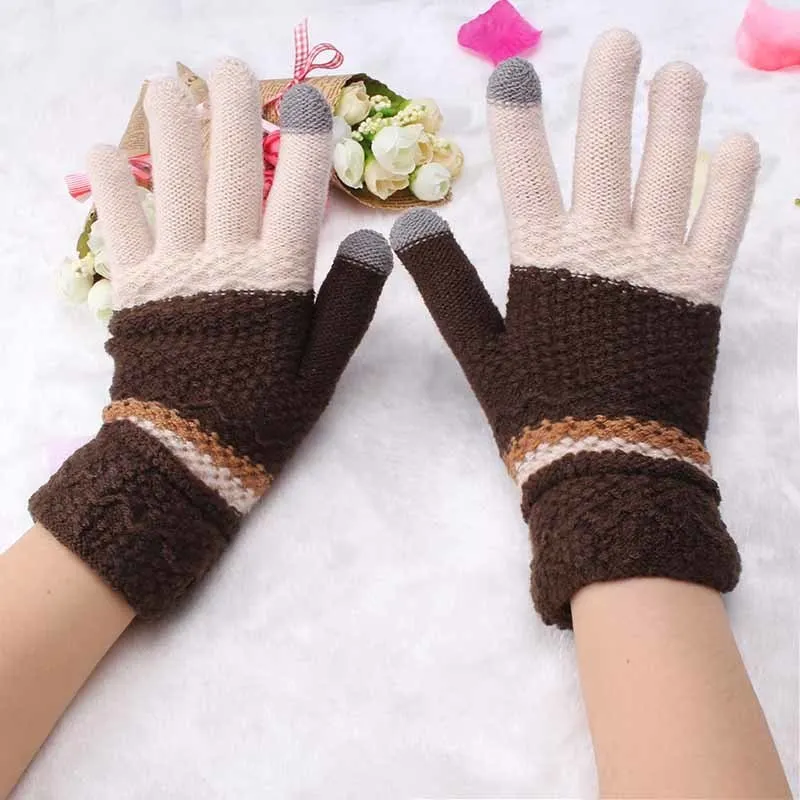 C женские детские зимние перчатки гетры митенки, перчатки вязаные полный палец Guantes Красочные Лоскутные теплые Luvas