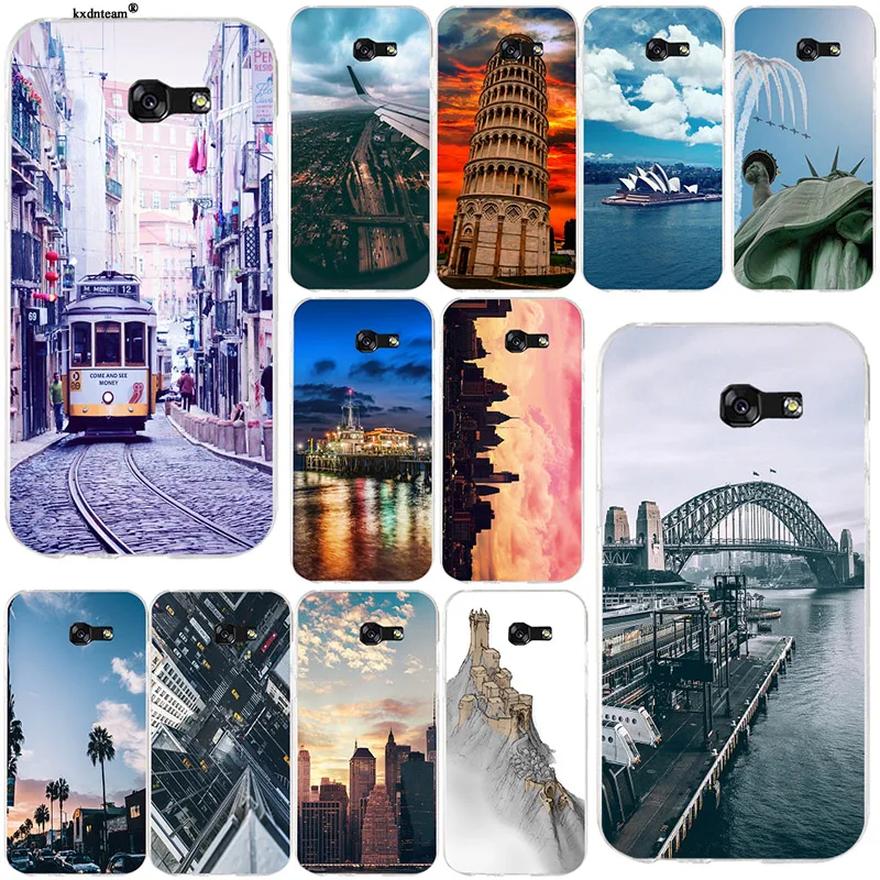Urban Street View Cityscape Sunset Soft TPU Phone Cases for Samsung Galaxy Note 2 3 4 5 8 S2 S3 S4 S5 Mini S6 S7 S8 S9 Edge Plus | Мобильные
