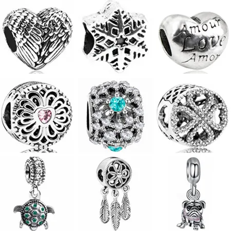 

Punk Style Tibet Silver Color Small Snowflake Mickey Flowers Lion European Beads Fit Pandora Charms Bracelets Handmade Jewelry