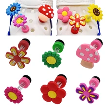 Новинка; 1 шт.; очаровательные туфли из ПВХ с цветочным рисунком; пряжки для обуви; аксессуары; браслеты; Croc JIBZ; Детские подарки на Рождество