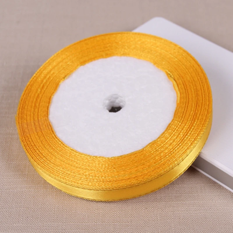 (25 yards/roll) 3/8'' (10mm) Gold edge ribbon satin ribbons high