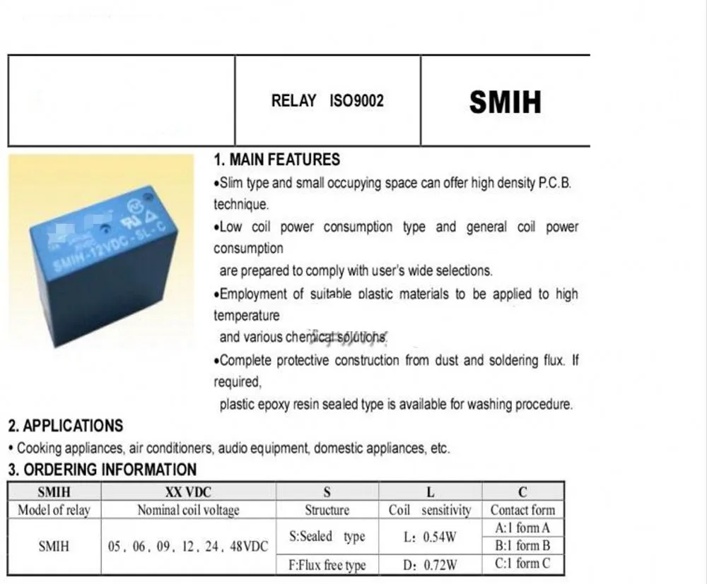 SMIH-05VDC-SL-C SMIH-12VDC-SL-C SMIH-24VDC-SL-C 05 12 24 V реле 16A 250V 8pin Переводные 10 шт./лот