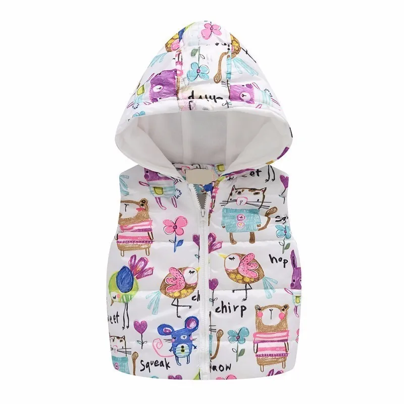 LILIGIRL Sleeveless Boys Hooded Wool Vest Jacket for Baby Girls Cartoon Print Tops Coat Kids Warm Vest Outwear Children Clothes