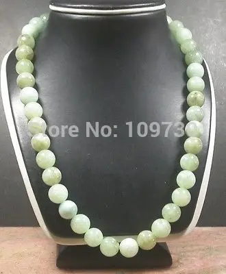 

Jewelr 002957 Green 100% Natural A JADE Jadeite Bead beads Necklace 13mm
