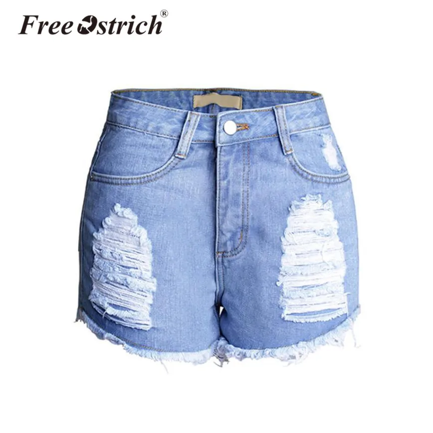 Light Blue Свободные женские рваные джинсовые шорты Ostrich с кисточками и карманами на талии, повседневные женские шорты на молнии - Цвет: Light Blue