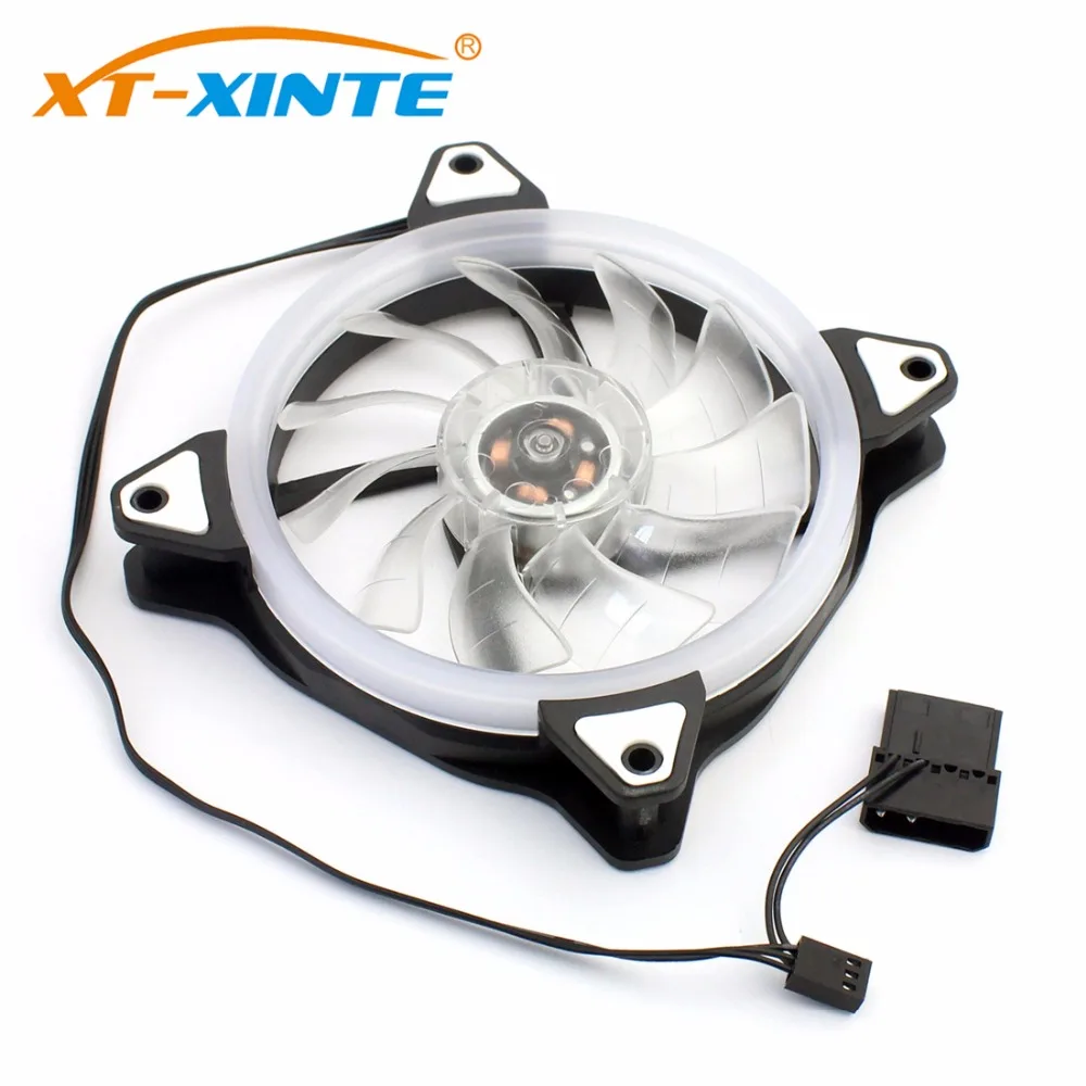 XT-XINTE 12 سنتيمتر برودة وحدة المعالجة المركزية مروحة مصباح ليد التبريد PC وحدة معالجة خارجية للحاسوب 12 V DC غرفة التبريد IDE كبيرة 4Pin PWM 20dB جدا مروحة ...