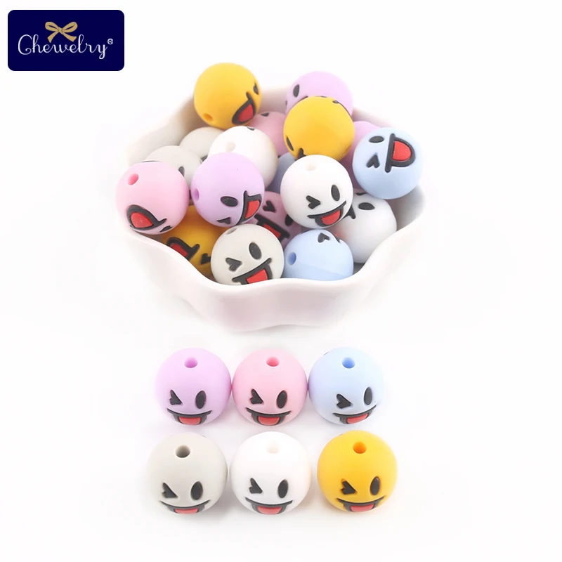 

10pc Baby Silicone Teether Smile Beads Teething Food Grade Perle Silicone DIY Nursing Bracelets Pacifier Chain Children'S Goods