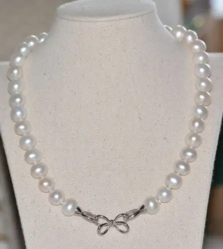 

FREE SHIPPING lovely big size natural pearl 11-12mm white pearls necklace jewelry