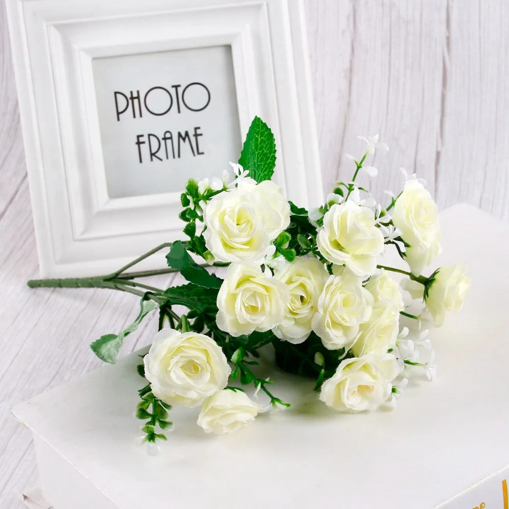 FENGRISE 2.4M/lot Silk Rose Flower With Ivy Vine Artificial Flowers for Home Wedding Decor Decorative Artificial Flower Garland FENGRISE 2.4M/lot Silk Rose Flower With Ivy Vine Artificial Flowers for Home Wedding Decor Decorative Artificial Flower Garland
