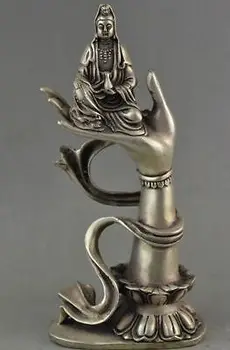 

China collection decoration Tibet silver statue sitting Buddha