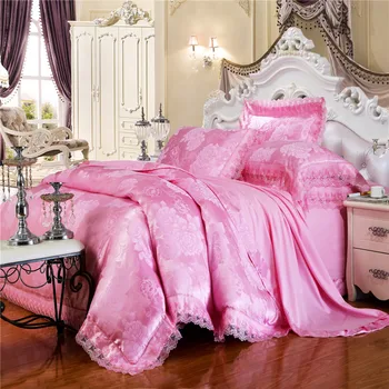

juego de ropa de cama Modal Satin Jacquard Cotton Lace Pure Cotton Style Bedding Set Quilt Cover Sheet Pillowcase 4pcs Set
