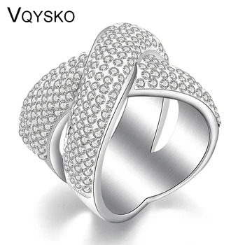

Fashion Jewelry Cross Ring With Crystal Paved Trendy Stainless Steel Austrian Crystals Womens Rings For Party Gift