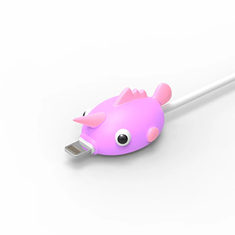 Kawaii Animal Bite Cable Protector for iPhone Cable Charger USB Winder Phone Holder Accessory Organizer Fish Model Funny - Цвет: D2