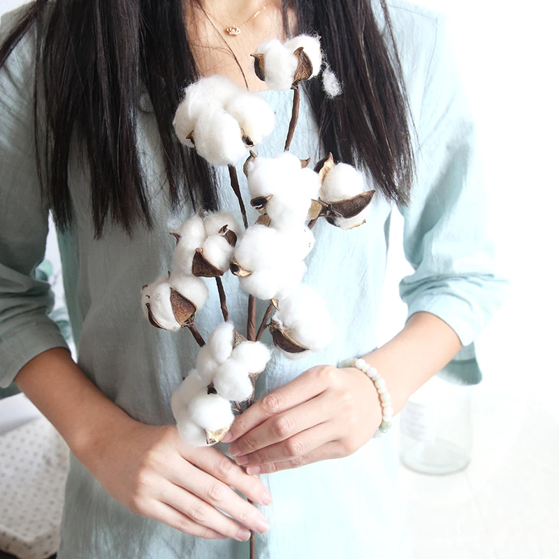JAROWN Simulation Flower Artificial 10 Heads Natural Cotton Branches Home Decoration Wedding Bouquets DIY Fake Flowers Decor (12)