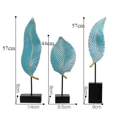 Комплект из 3 предметов в европейском стиле для рабочего стола, с золотистыми листьями; статуэтки, украшения из смолы фэн-шуй украшения ремесла домашнего для гостиной комнаты, отеля аксессуары декора - Цвет: Green--3PCS