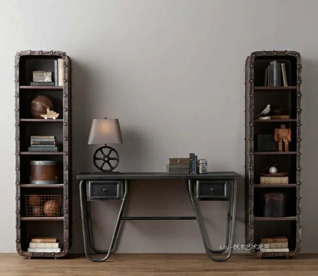 American French Country Style Loft Metal Industry Shelves American French Country Style Loft Metal Industry Shelves Lockers 6 Grid Shelf Computer Desk