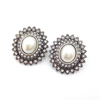 

latest design punk rock diamante silver imitation pearl earring designs