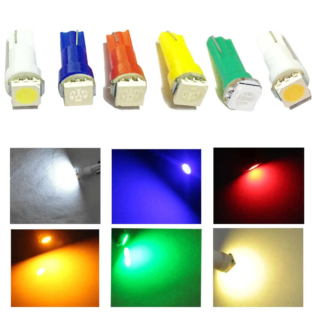 10 шт. T5 1SMD 5050 светодиодный номерной знак приборной панели клиновидные огни белый
