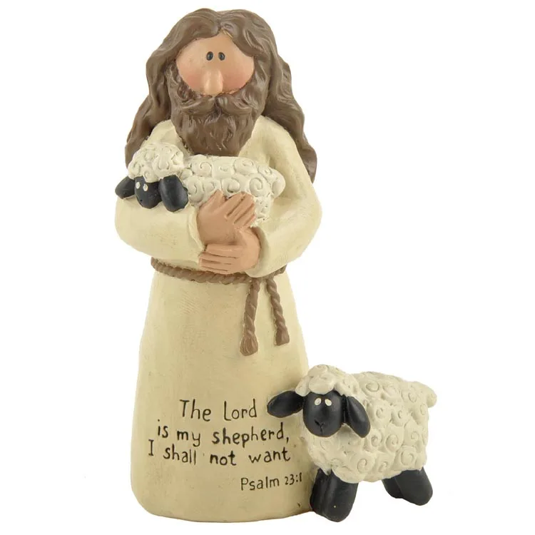 

Communion Decoration Holy Crucifix Jesus Lamb of God Figurines The Good Shepherd Miniatures with Incription Catholic Christian