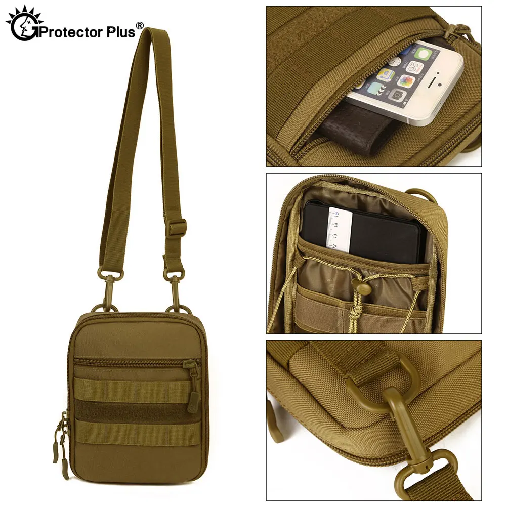 PROTECTOR PLUS Molle Tactical Pouch 6 inches mobile phone Bag Hunting Sport Outdoor Hiking Travel Waist bag Nylon Portable