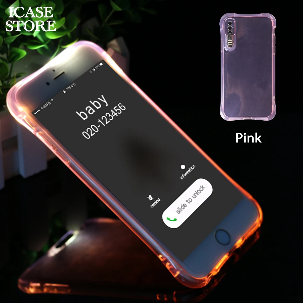 

Ikase store Light Up Phone Case For iPhone x 8 7 6 5 5s plus Soft TPU LED Flash Incoming Call cell phone cover