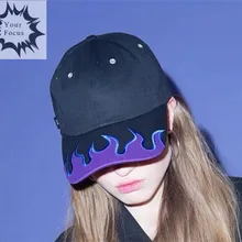 harajuku Хип-хоп панк Рок k pop ulzzang фиолетовая вышитая шляпа с пламенем черная бейсболка для влюбленных