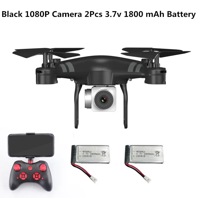 Black 1080P 2battery 1080P HD adjustable Camera Drone Automatic fixed Height One-button Return Quadcopter flight 20minu 3D Flips RC Helicopter Drones - Цвет: Black 1080P 2battery