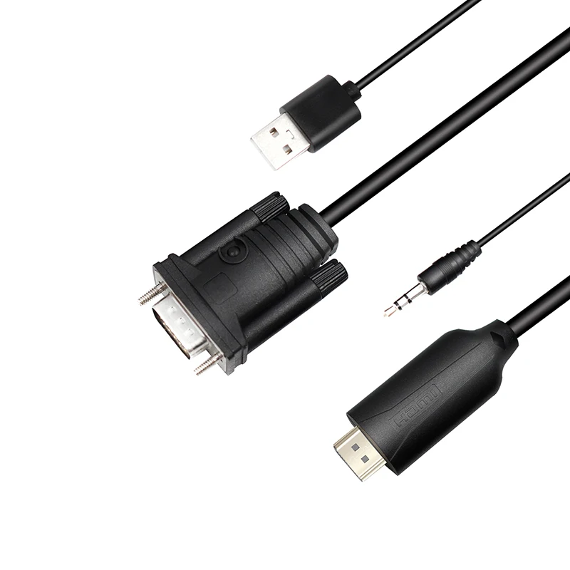 Адаптер Переходник VGA Male HDMI с аудиовыходом адаптер 1080P для ПК ноутбука HDTV
