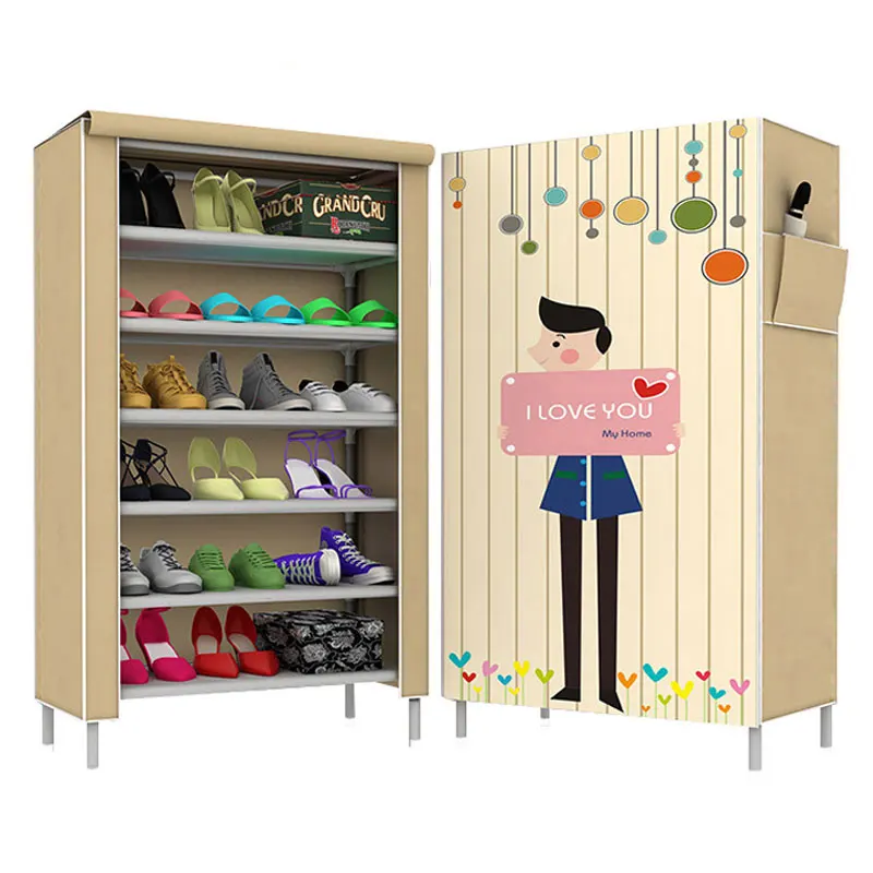 

Simple Fashion Cartoon Multi-store Shoes Cabinet Non-woven Cloth Dustproof Shoe Shelf 3D Pattern Shoe Organizer Rack