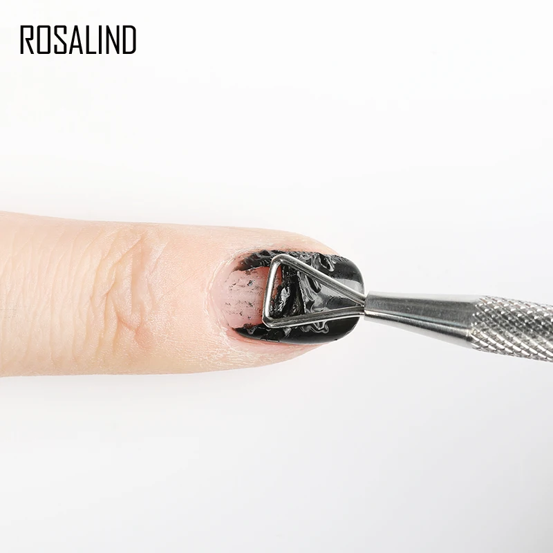 ROSALIND Толкатель для кутикулы для снятия лака для ногтей гель из нержавеющей стали для маникюра липкий слой инструмент для дизайна ногтей УФ гель лак