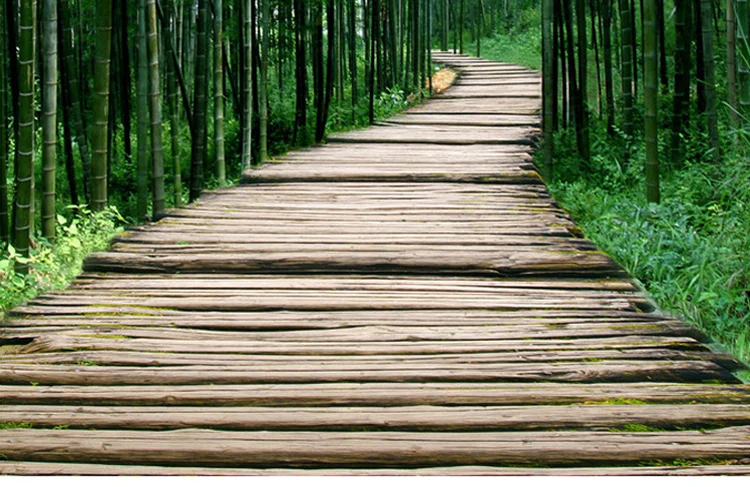 Пользовательских фото настенные Бумага зелёный бамбуковый лес небольшой дорожный 3D настенная живопись Гостиная вход коридор украшения настенной Бумага