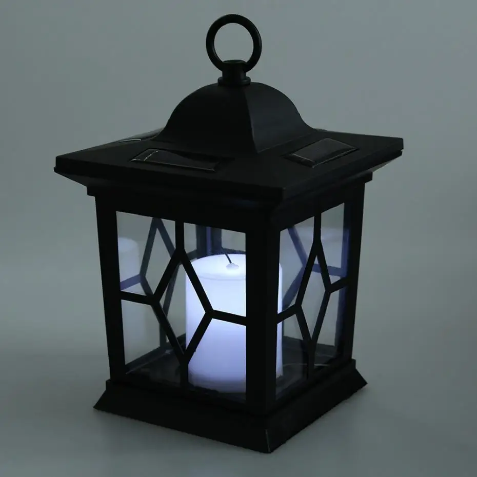 Modern Design Solar Powered Lawn Lamp Square Candle Hanging