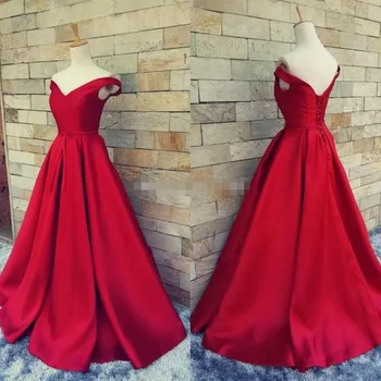 

Real Image Long Evening Dresses Red Robe De Soiree Formal Dress 2018 Cheap Custom Made Prom Gowns Pleat Vestido De Festa Longo