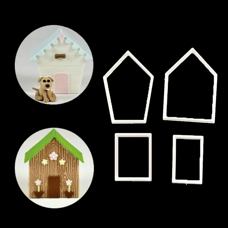 

Candy Biscuits Mold Plastic Fondant Cookie Cutter Pet Dog House Shape Cake Decorating Tool DIY Cake Mold 4 piece/set