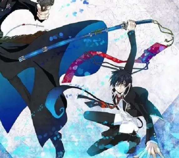 

S0249 ANIME BLUE EXORCIST OKUMURA SWORD HAMON EDGE W/ GRADIENT BLUE SCABBARD 42"