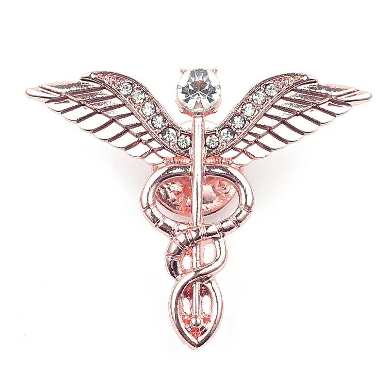 Золотой цвет клипса Caduceus медицинские ювелирные изделия подарок для доктора