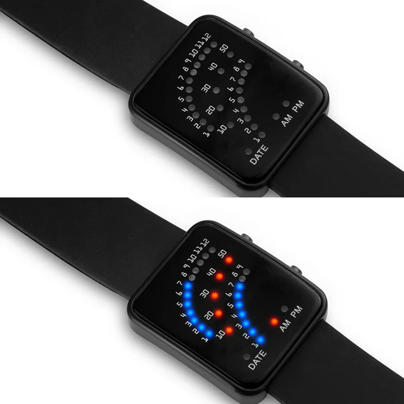 

LED Electronic Wrist Watch Sector Binary Digital Waterproof Fashion Unisex Couple Watches GDD99