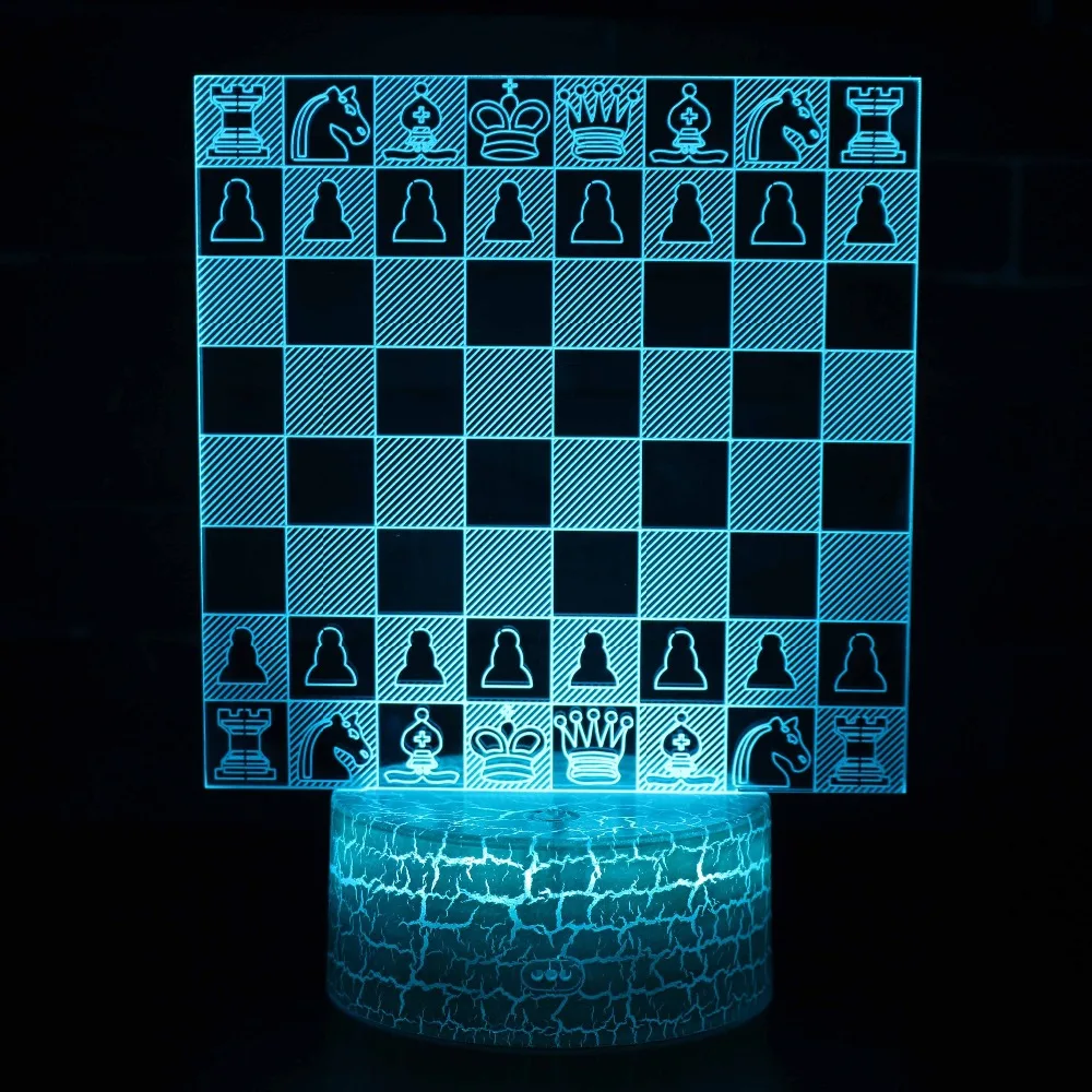 Lampara международный шахматный матч настольная лампа 3D свет USB Ночник Led