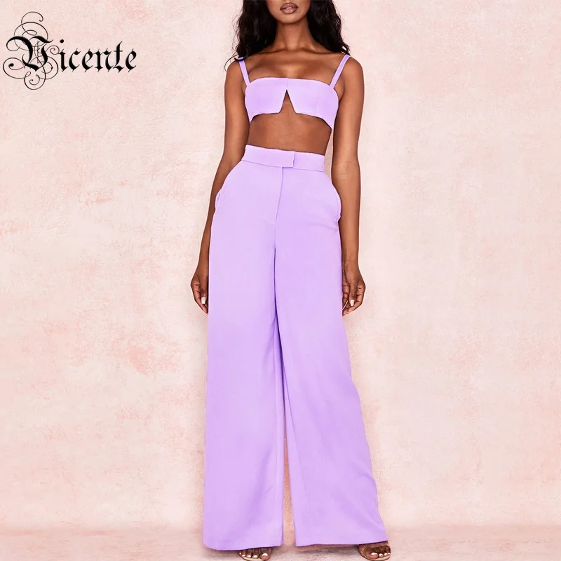 

Vicente All Free Shipping 2019 Hot New Chic Purple Pants Suit Spaghetti Strap Back Zipper Design Celebrity Party Pants Suit