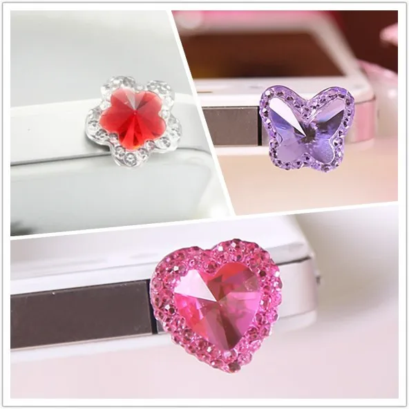 

Wholesale kpop cute Peach heart 3 style anti dust plug for cell phone/brand designer fashion earphone cap free shipping