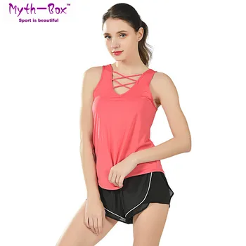 

Women Yoga Shirts Quick Dry V-neck Sport Vest Cross Bandage Tops Workout T-shirt Femme Fitness Tank Tops Running Vest Gym Blouse
