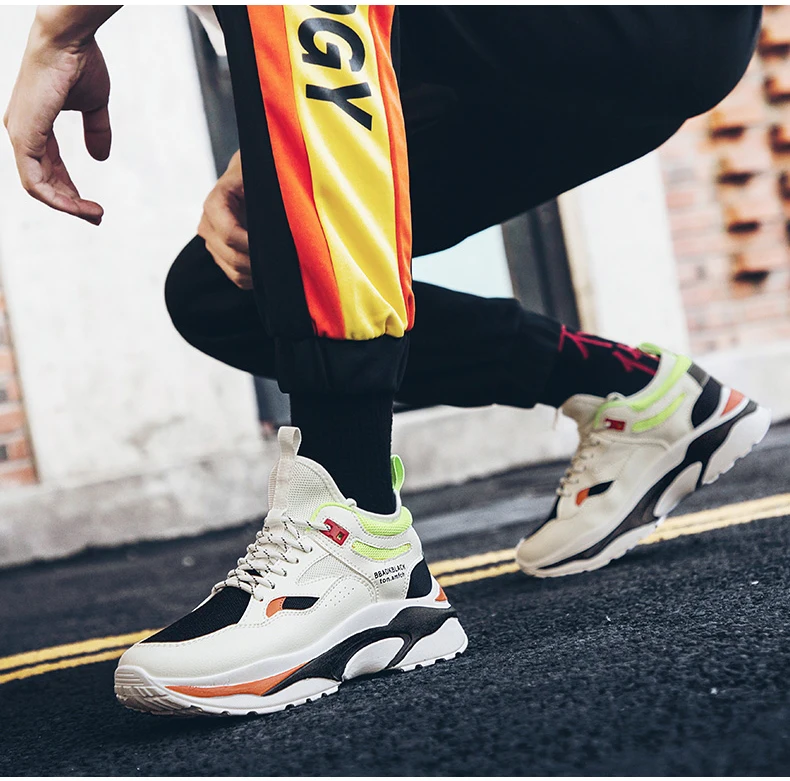 Men's Chunky Trainers Sneaker Dad Shoes High Platform Men Sneakers Luxury Brand Breathable Black And White Sneakers Men Platform (2)