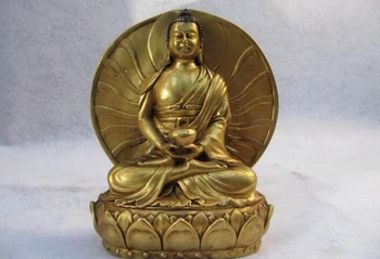 

USPS to USA S3145 Tibet 100% Bronze 24K Gold Gild Buddhism Sakyamuni Mahavairocana Buddha Statue (B0328)