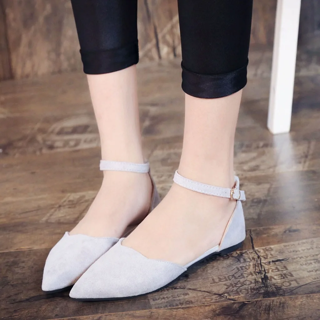 

Summer Sandals Women 2019 Pointed Toe Flat Sandals Women Shoes low Heel Buckle Sandals Casual Sandale Femme
