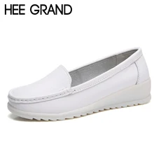 HEE GRAND/женская повседневная обувь на плоской подошве для медсестры; Женская Удобная обувь; слипоны для работы; белые однотонные женские туфли на плоской подошве; Размеры 35-44; XWD6413