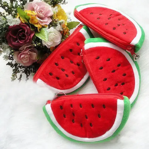  1 Pcs Sweet Summer Women Girls Watermelon Zipper Coin Bag Wallet Purse Mini bag Key Bag Cosmetic Purse Small Money Bags 