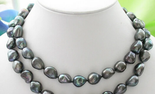 

Jewelr 005467 Luster 33 BAROQUE TAHITIAN BLACK PEARL NECKLACE 925SILVER
